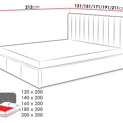 Kárpitozott egyszemélyes ágy 120x200 SELHOM - szürke