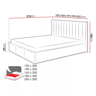Kárpitozott egyszemélyes ágy 120x200 SELHOM - szürke