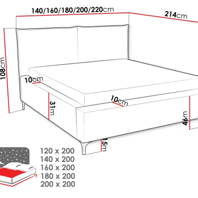 Kárpitozott egyszemélyes ágy 120x200 SKUMA - törtfehér