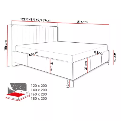 Egyszemélyes ágy tárolóval 120x200 TANIX - bézs