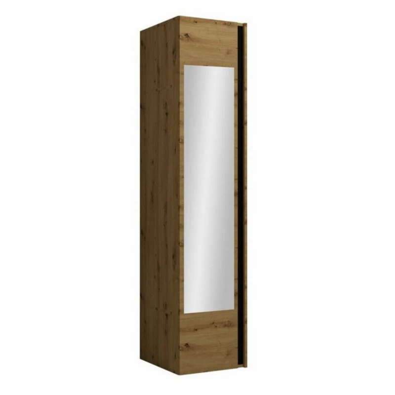 Előszobaszekrény 40 cm tükörrel SELAND - artisan tölgy / fekete