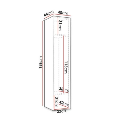 Előszobaszekrény 40 cm tükörrel SELAND - fehér
