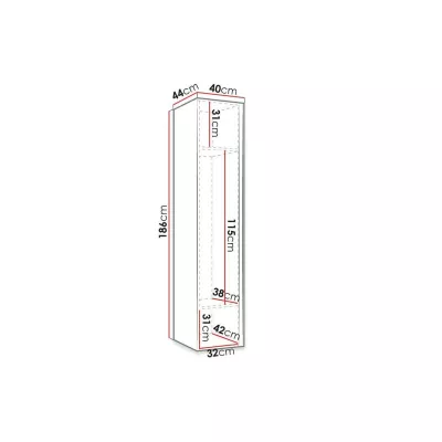 Előszobaszekrény 40 cm tükörrel SELAND - fehér