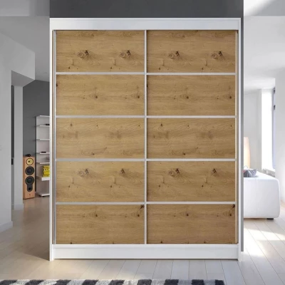 Tolóajtós gardróbszekrény 150 cm PIRITU 4 - artisan tölgy / fehér
