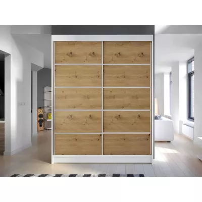 Tolóajtós gardróbszekrény 150 cm PIRITU 4 - artisan tölgy / fehér