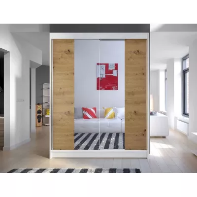 Szekrény tükörrel 150 cm PIRITU 2 - artisan tölgy / fehér