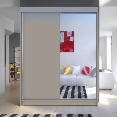 150 cm-es gardróbszekrény tükörrel és LED világítással PIRITU 1 - kasmír