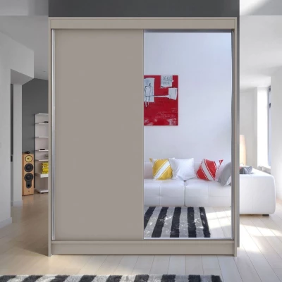 150 cm-es gardróbszekrény tükörrel és LED világítással PIRITU 1 - kasmír