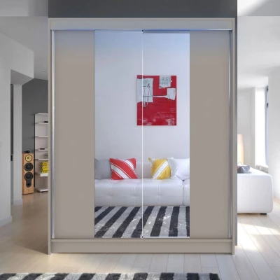 150 cm-es gardróbszekrény tükörrel és LED világítással PIRITU 2 - kasmír