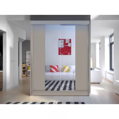 150 cm-es gardróbszekrény tükörrel és LED világítással PIRITU 2 - kasmír