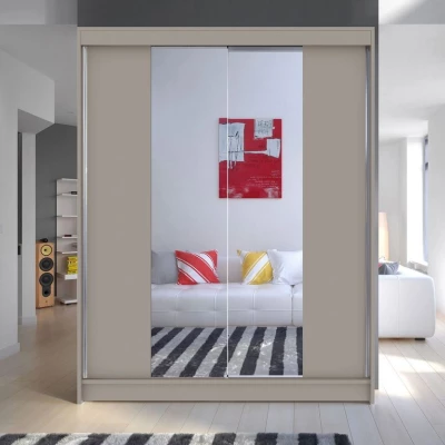 150 cm-es gardróbszekrény tükörrel és LED világítással PIRITU 2 - kasmír