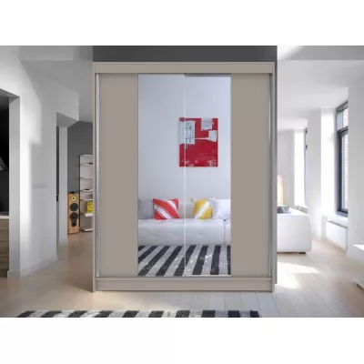 150 cm-es gardróbszekrény tükörrel és LED világítással PIRITU 2 - kasmír