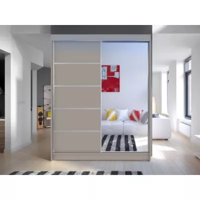 150 cm-es gardróbszekrény tükörrel és LED világítással PIRITU 3 - kasmír