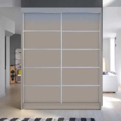 150 cm-es gardróbszekrény tolóajtóval és LED világítással PIRITU 4 - kasmír