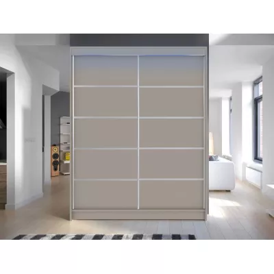 150 cm-es gardróbszekrény tolóajtóval és LED világítással PIRITU 4 - kasmír