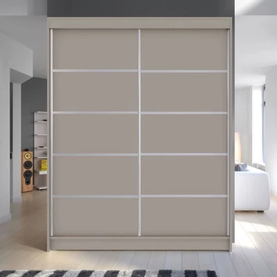 150 cm-es gardróbszekrény tolóajtóval és LED világítással PIRITU 4 - kasmír