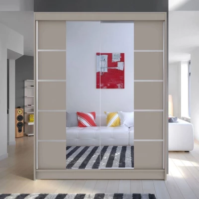 Tükrös gardróbszekrény 150 cm tolóajtókkal PIRITU 5 - kasmír