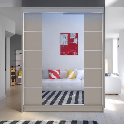 Tükrös gardrób 150 cm LED világítással PIRITU 5 - kasmír