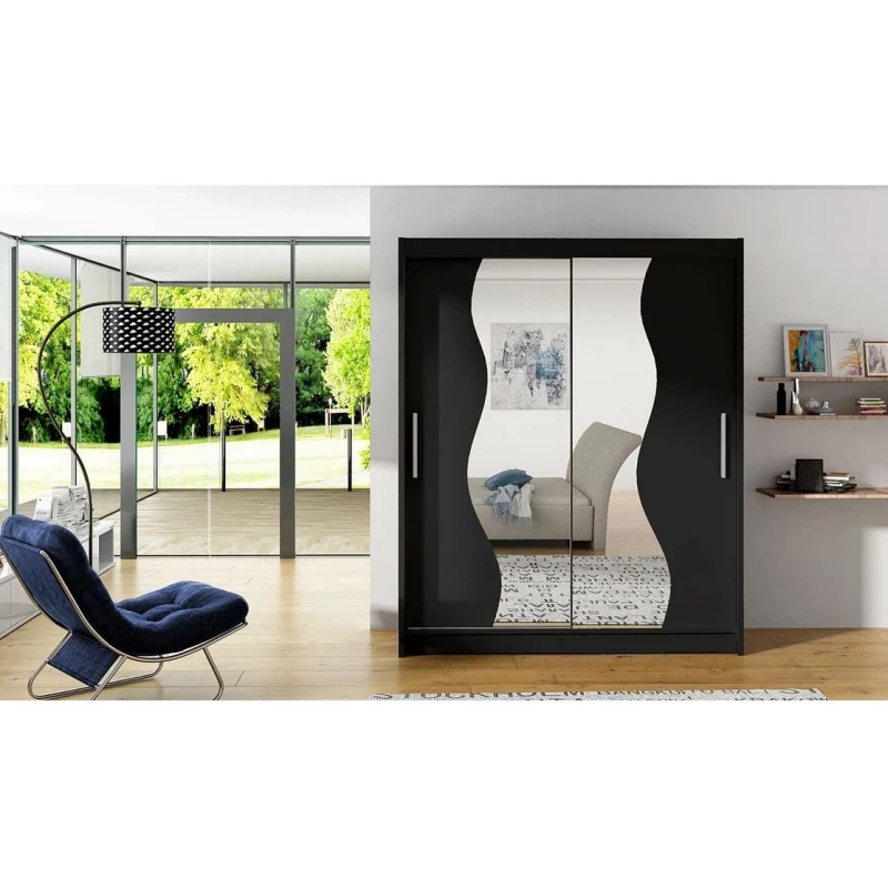 Szekrénytükör 150 cm ELADIO S - fekete