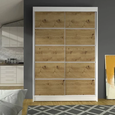 Tolószekrény 120 cm SAMANRE 4 - artisan tölgy / fehér
