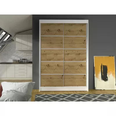 Tolószekrény 120 cm SAMANRE 4 - artisan tölgy / fehér