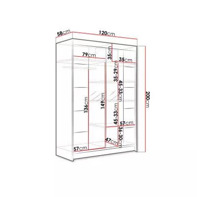 Tükrös gardrób 120 cm SAMANRE 5 - fehér