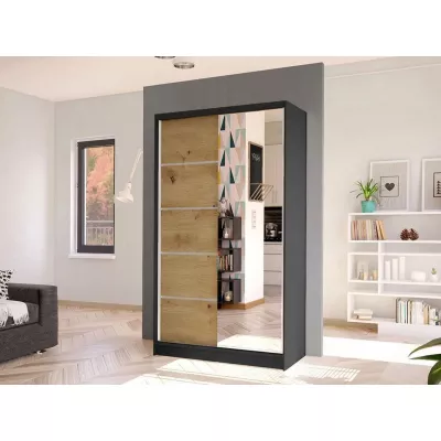 Keskeny tükrös gardrób 100 cm VILMEA 1 - artisan tölgy / fekete