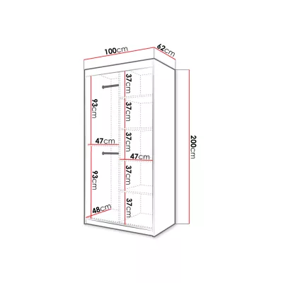 Kombinált szekrény 100 cm LUNIVE 1 - fekete