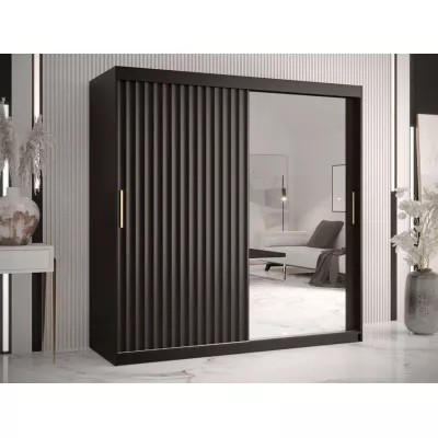 Tükrös gardrób 180 cm LUNIVE 2 - fekete