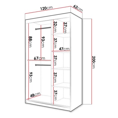 120 cm-es LONZO 1 gardróbszekrény - fekete