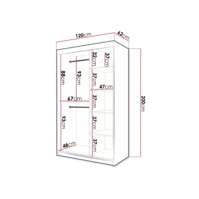 120 cm-es LONZO 1 gardróbszekrény - fehér