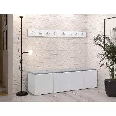 Előszoba bútor kárpitozott panelekkel 42x42 SELAND 8 - fehér / szürke