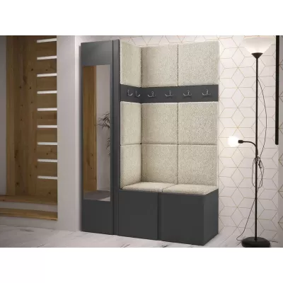 Kárpitozott előszobafal 42x42 SELAND 9 - grafit / világos bézs