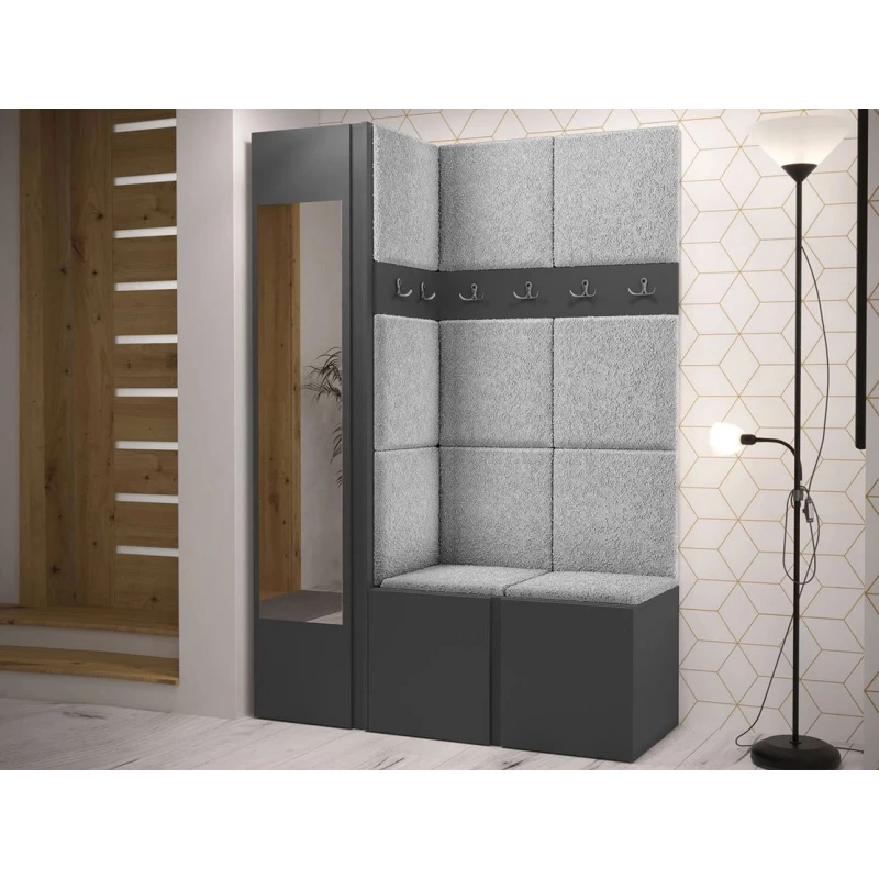 Kárpitozott előszobafal 42x42 SELAND 9 - grafit / szürke