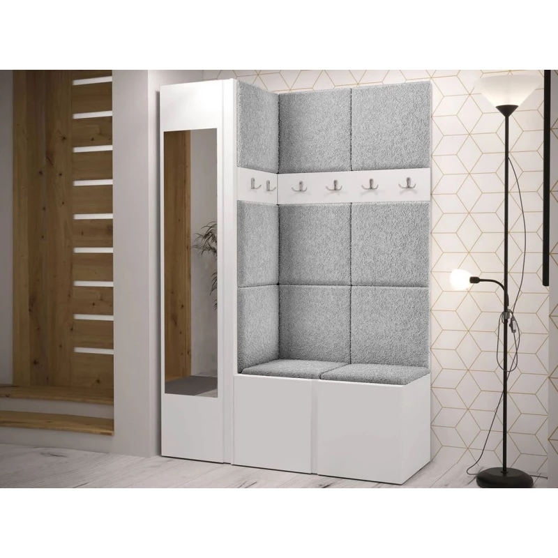 Kárpitozott előszobafal 42x42 SELAND 9 - fehér / szürke