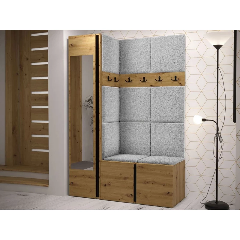 Kárpitozott előszobafal 42x42 SELAND 9 - artisan / fekete / szürke