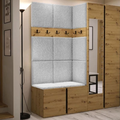 Kárpitozott előszobafal 42x42 SELAND 10 - artisan / fekete / szürke