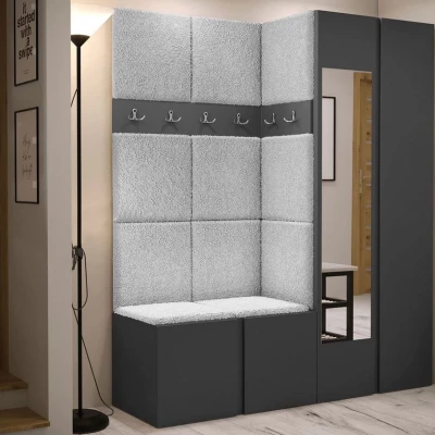 Kárpitozott előszobafal 42x42 SELAND 10 - grafit / szürke