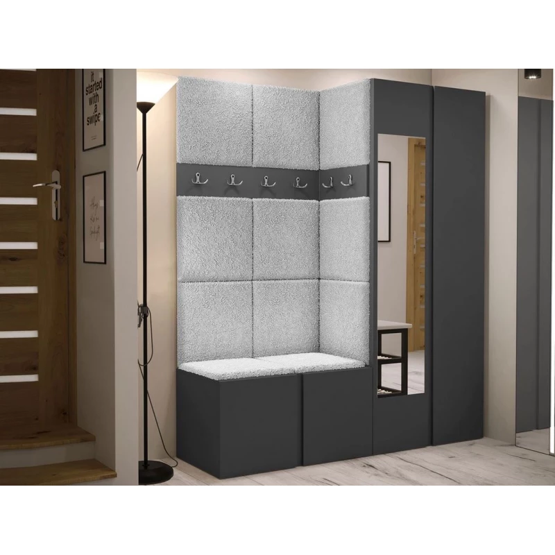 Kárpitozott előszobafal 42x42 SELAND 10 - grafit / szürke