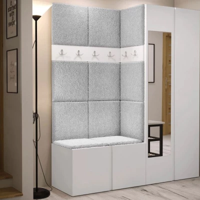 Kárpitozott előszobafal 42x42 SELAND 10 - fehér / szürke