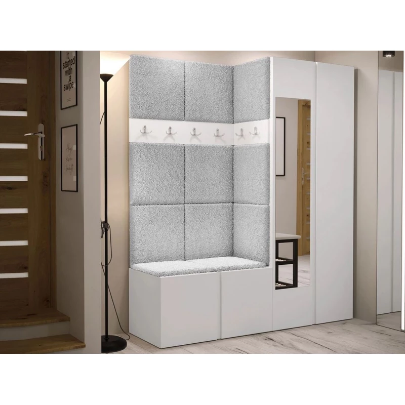 Kárpitozott előszobafal 42x42 SELAND 10 - fehér / szürke