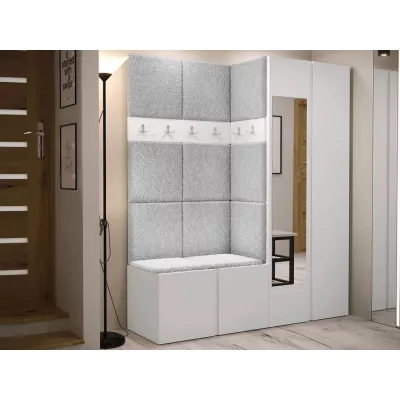 Kárpitozott előszobafal 42x42 SELAND 10 - fehér / szürke