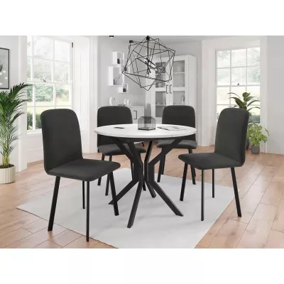 Kihúzható asztal 4 székkel SALPA 1 - fehér / fekete / szürke