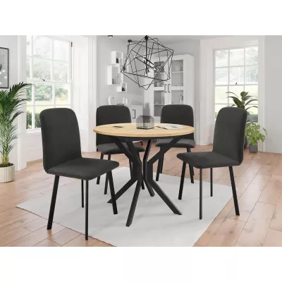 Kihúzható asztal 4 székkel SALPA 1 - kraft tölgy / fekete / szürke
