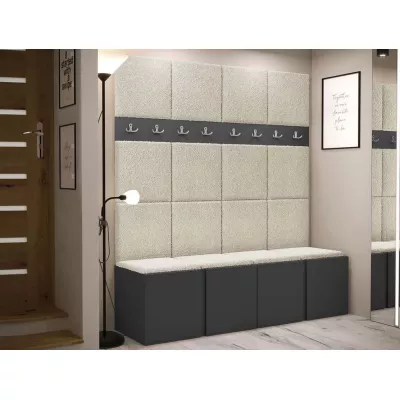 Cipőtartóval és panelekkel ellátott előszobafal 42x42 SELAND 6 - grafit / világos bézs
