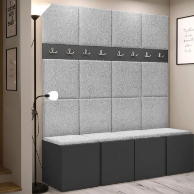 Cipőtartóval és panelekkel ellátott előszobafal 42x42 SELAND 6 - grafit / szürke