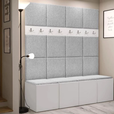 Cipőtartóval és panelekkel ellátott előszobafal 42x42 SELAND 6 - fehér / szürke