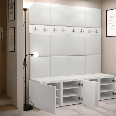 Cipőtartóval és panelekkel ellátott előszobafal 42x42 SELAND 6 - fehér / szürke