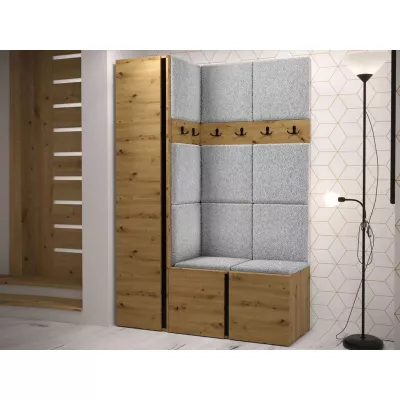 Cipőtartóval és panelekkel ellátott előszobafal 42x42 SELAND 5 - artisan / fekete / szürke