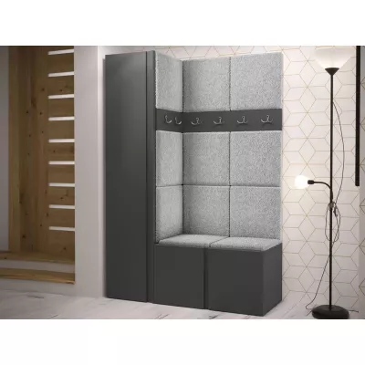 Cipőtartóval és panelekkel ellátott előszobafal 42x42 SELAND 5 - grafit / szürke
